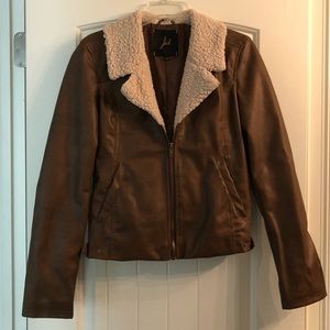 JACK leather bomber jacket with shearling